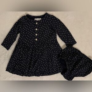 EUC - Polo Ralph Lauren Baby Girl 2PC Long Sleeve Dress (Navy Floral) - Size 3M